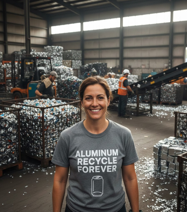 Gift idea for aluminum recycling fans - Aluminum Recycle Forever t shirt