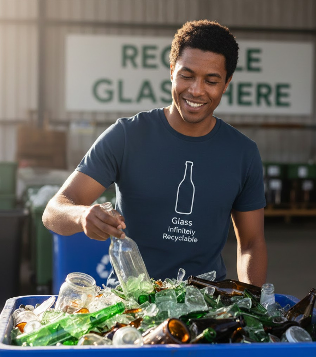 Gift idea for glass recycling enthusiasts - Glass Infinitely Recyclable t shirt
