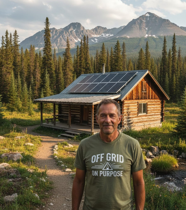 Gift idea for off-grid living enthusiasts - Off Grid On Purpose t shirt