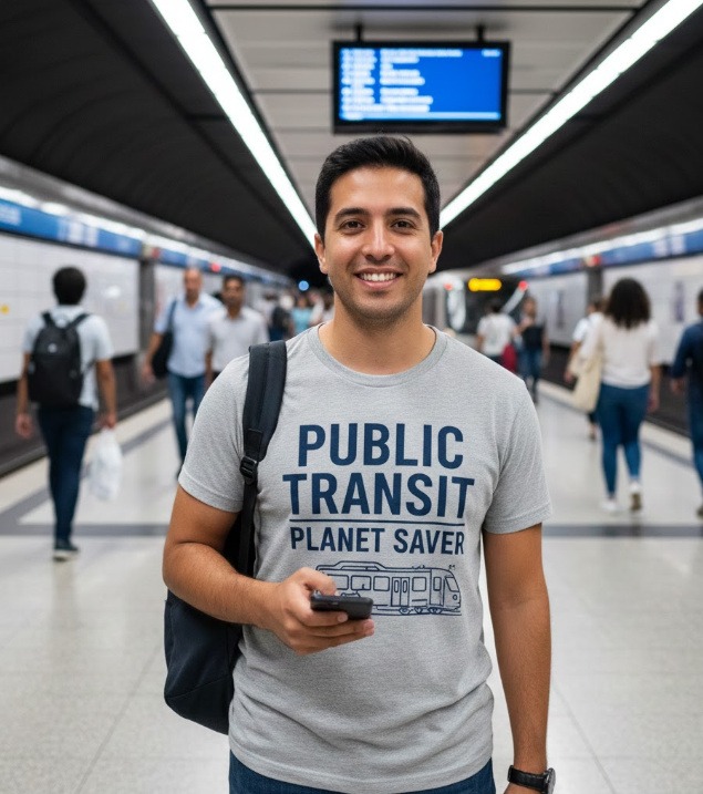Gift idea for public transit advocates - Public Transit Planet Saver t shirt