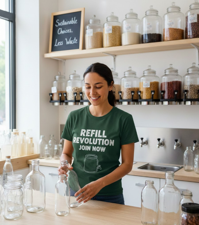 Gift idea for refillable container lovers - Refill Revolution Join Now t shirt