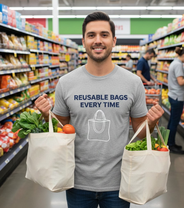 Gift idea for reusable bag users - Reusable Bags Every Time t shirt