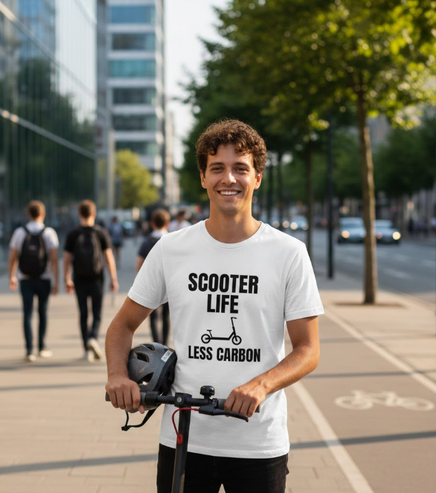 Gift idea for scooter riders - Scooter Life Less Carbon t shirt