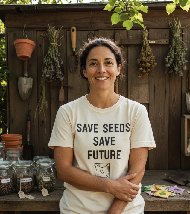 Gift idea for seed saving enthusiasts - Save Seeds Save Future t shirt