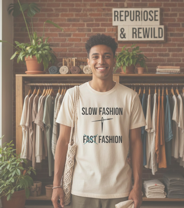 Gift idea for slow fashion advocates - Slow Fashion Fast Fashion t shirt