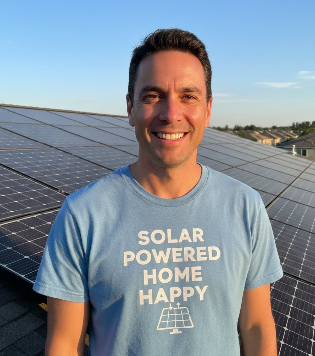 Gift idea for solar panel owners - Solar Powered Home Happy t shirt