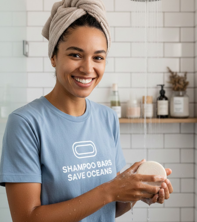 Gift idea for solid shampoo bar users - Shampoo Bars Save Oceans t shirt