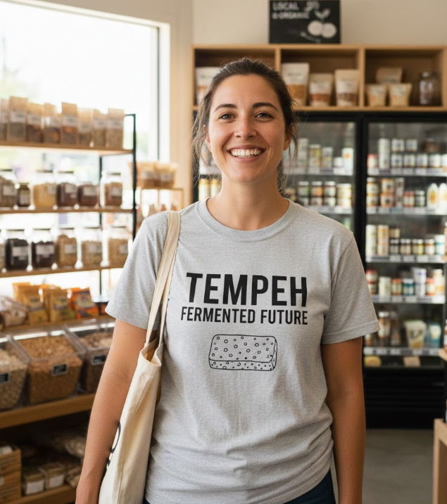 Gift idea for tempeh lovers - Tempeh Fermented Future t shirt