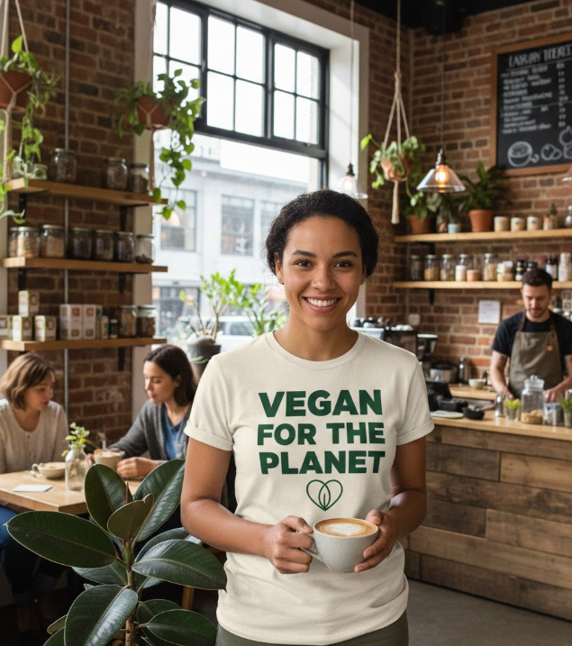 Gift idea for vegan lifestyle followers - Vegan For The Planet t shirt