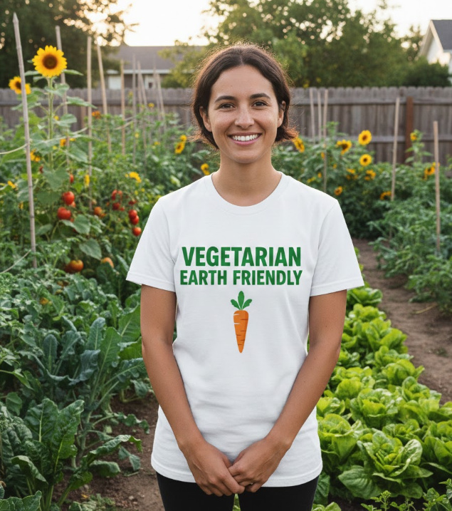 Gift idea for vegetarian lifestyle lovers - Vegetarian Earth Friendly t shirt