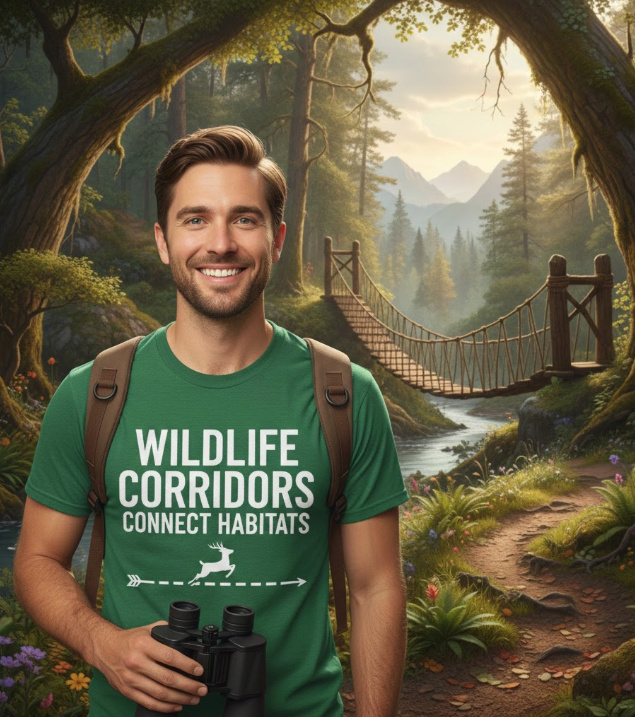 Gift idea for wildlife corridor supporters - Wildlife Corridors Connect Habitats t shirt
