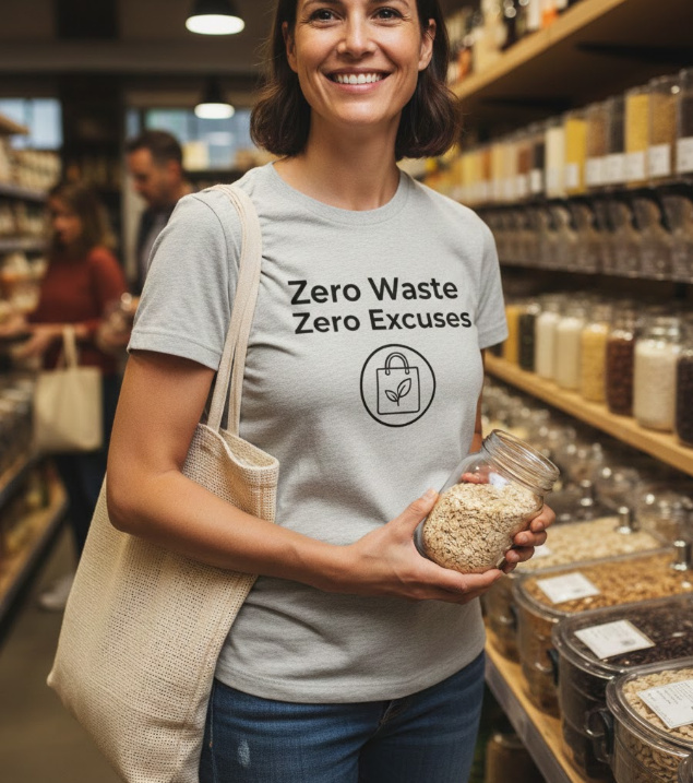 Gift idea for zero waste advocates - Zero Waste Zero Excuses t shirt